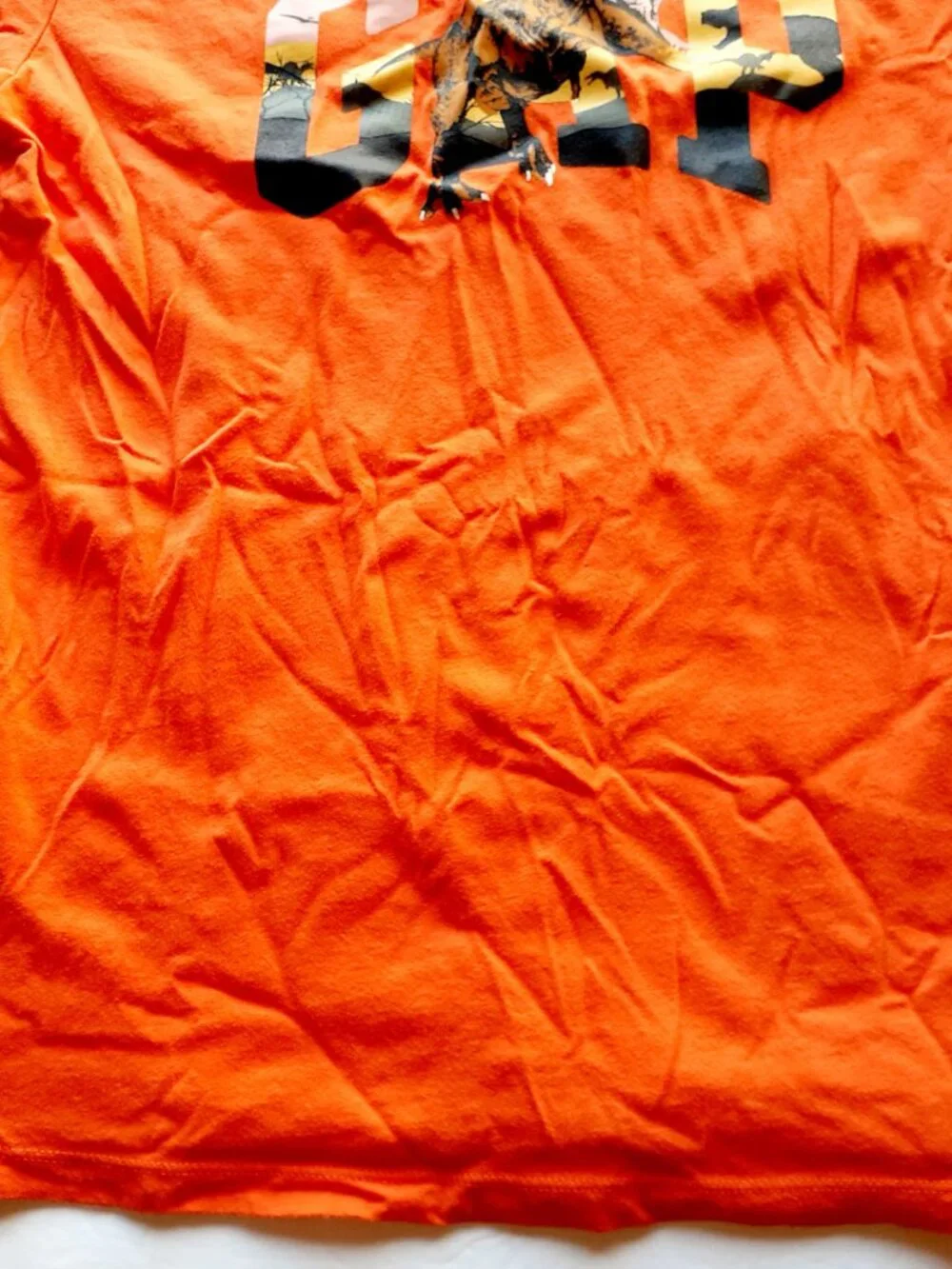 Gap Boys T-Shirt Dinosaur Orange Short Sleeve Logo XXL 14-16
